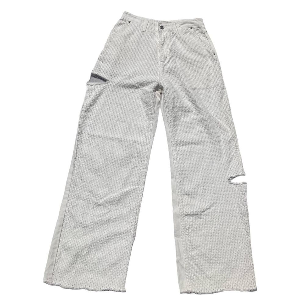 Matin Kim Distressed Textured White High Rise Medium